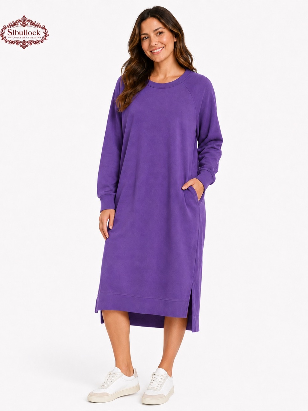 Z4 zuda Size Medium Oversized Purple Lounge Dress Zip Pockets NWOT
